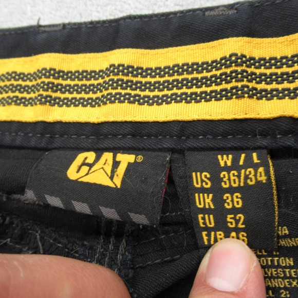 CAT Work Pants Mens 36x31 Black Carpenter Cordura Double Knee Pad Holder Roofing - Picture 7 of 16